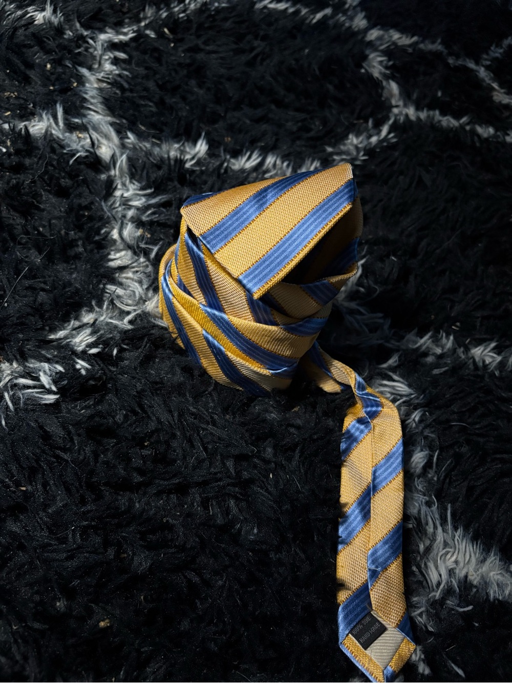 Striped Gold and Blue Bruno Marchesi Men's Tie